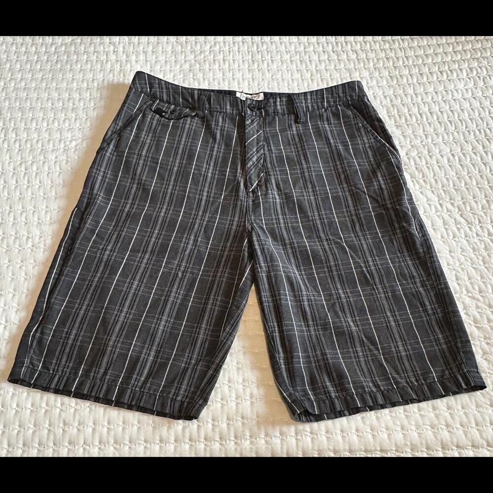 Hurley Art Department Plaid Shorts Black & Grey Men’s Size 34